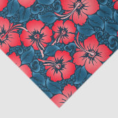 Tropische rote Blume auf der Marine Seidenpapier (Ausschnitt)