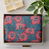 Tropische rote Blume auf der Marine Seidenpapier (Geschenk)