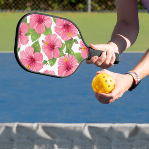 TROPISCHE ROTE HIBISKEN UND GRÜNE BLÄTTER PICKLEBALL SCHLÄGER