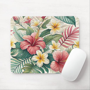 TROPISCHE ROTE UND GELBE HIBISKUS-BLÜTEN MOUSEPAD