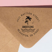 Tropische Rücksendeadresse von handgeschriebenen P Permastempel