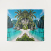 "Tropische Ruhe: Flucht in eine versteckte Bucht" Wandteppich (Vorderseite (Horizontal))
