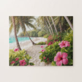Tropische Ruhe Palme Tree Paradies Puzzle (Horizontal)