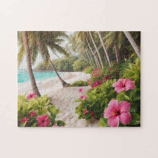 Tropische Ruhe Palme Tree Paradies Puzzle (Horizontal)