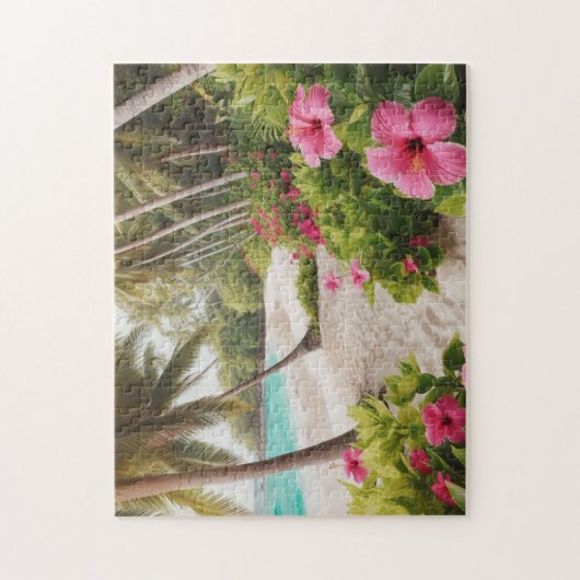 Tropische Ruhe Palme Tree Paradies Puzzle (Vertikal)