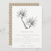 Tropische Rustikale Palmen Schwarz-weiße Sketch-Ho Dankeskarte (Vorne/Hinten)