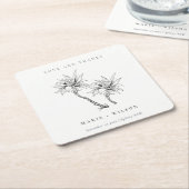 Tropische Rustikale Palmen Schwarz-weiße Sketch-Ho Rechteckiger Pappuntersetzer (angewinkelt)