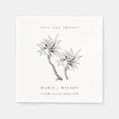 Tropische Rustikale Palmen Schwarz-weiße Sketch-Ho Serviette (Vorderseite)