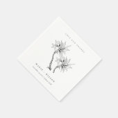 Tropische Rustikale Palmen Schwarz-weiße Sketch-Ho Serviette (Ecke)