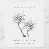 Tropische Rustikale Palmen Schwarz-weiße Sketch-Ho Weinetikett (Einzelnes Label)