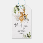 Tropische Safari Tiere Baby Dusche danke Geschenkanhänger (Vorderseite)