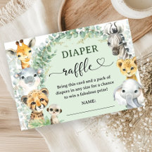 Tropische Safari-Tiere Baby Shower Windel-Raffle