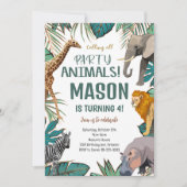 Tropische Safari Tiere Einladung zum Geburtstag (Vorderseite)
