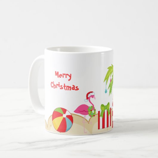 Tropische Sankt-Strand-WeihnachtsTasse Kaffeetasse (Vorderseite Links)