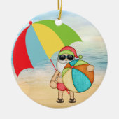 Tropische Sankt-Weihnachtsverzierung Keramikornament (Vorne)