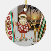 Tropische Sankt-Weihnachtsverzierung mit Keramik Ornament (Vorne)