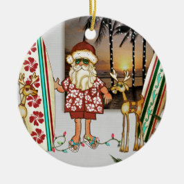 Tropische Sankt-Weihnachtsverzierung mit Keramik Ornament