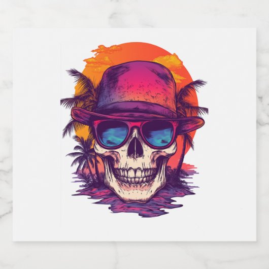 Tropische Schädelblume Schaumweinetikett (Einzelnes Label)