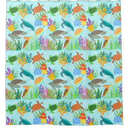 Tropische Schätze Schildkröten und Korallenriff Duschvorhang