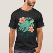 Tropische Schildkröte mit Hibiskus und Blättern T-Shirt (Vorderseite)