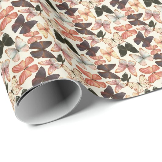 Tropische Schmetterlinge: Aquarellfarbenes, nahtlo Geschenkpapier (Rolleneckpunkt)