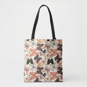 Tropische Schmetterlinge: Aquarellfarbenes, nahtlo Tasche
