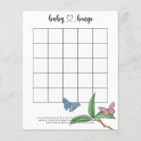 Tropische Schmetterlinge - Baby Dusche Bingo Spiel