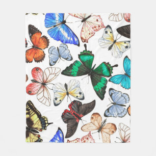Tropische Schmetterlinge: buntes Aquarellmuster. Fleecedecke