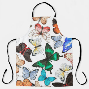 Tropische Schmetterlinge: buntes Aquarellmuster. Schürze