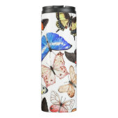 Tropische Schmetterlinge: buntes Aquarellmuster. Thermosbecher (Rückseite)