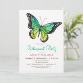 Tropische Schmetterlingsruhestand-Party Einladung (Stehend Vorderseite)