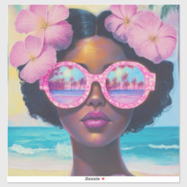 Tropische Schönheit in Rosa Aufkleber