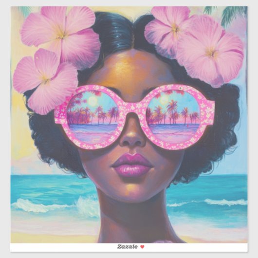 Tropische Schönheit in Rosa Aufkleber (Blatt)