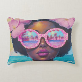 Tropische Schönheit in Rosa Dekokissen