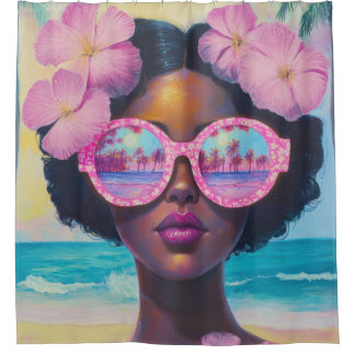 Tropische Schönheit in Rosa Duschvorhang