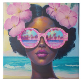 Tropische Schönheit in Rosa Fliese