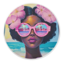 Tropische Schönheit in Rosa Keramikknauf