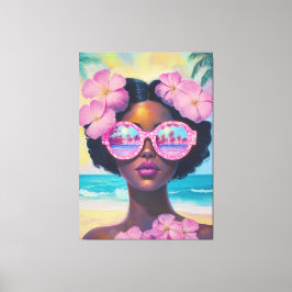 Tropische Schönheit in Rosa Leinwanddruck