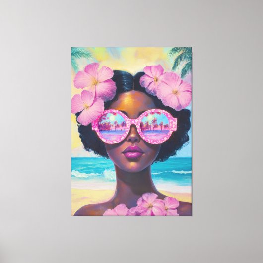 Tropische Schönheit in Rosa Leinwanddruck (Vorderseite)