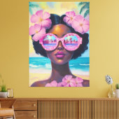 Tropische Schönheit in Rosa Leinwanddruck (Insitu (Wohnzimmer))