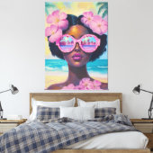 Tropische Schönheit in Rosa Leinwanddruck (Insitu (Schlafzimmer))