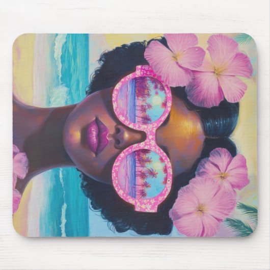 Tropische Schönheit in Rosa Mousepad (Vorne)