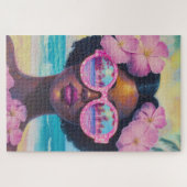Tropische Schönheit in Rosa Puzzle (Horizontal)