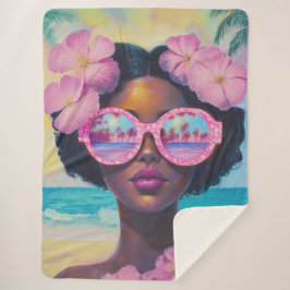 Tropische Schönheit in Rosa Sherpadecke