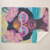 Tropische Schönheit in Rosa Sherpadecke (Vorderseite (Horizontal))