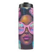 Tropische Schönheit in Rosa Thermosbecher (Vorderseite)