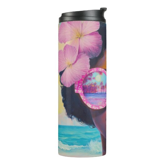 Tropische Schönheit in Rosa Thermosbecher (Nach links gedreht)