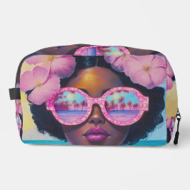 Tropische Schönheit in Rosa Waschbeutel