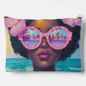 Tropische Schönheit in Rosa Zubehörtasche (Rückseite)