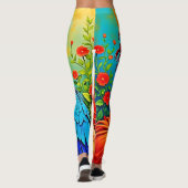 Tropische Schönheit und blauer Papagei Leggings (Rückseite)